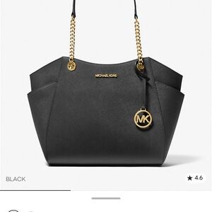 Michael Kors Black Shoulder Bag with Gold Accents